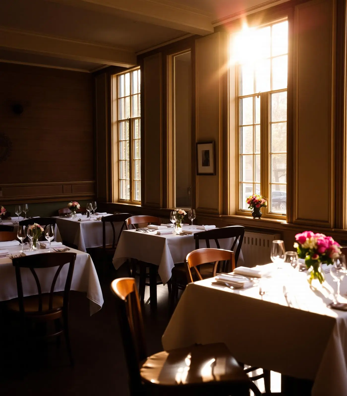 Salle de restaurant chaleureuse prête à accueillir ses premiers clients